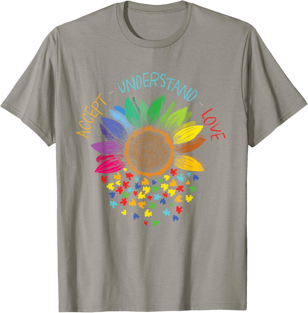 Autism Awareness Accept Understand Love ASD Rainbow Flower