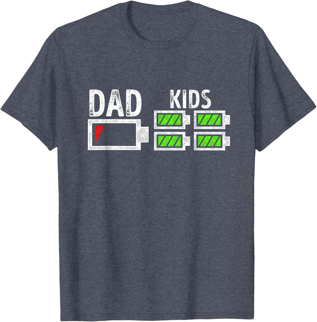 Dad of Four Low Battery Funny Father of 4 Kids Dad
