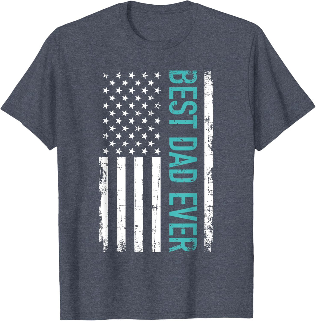 Father's day Best dad ever with US american flag Short Sleeve
