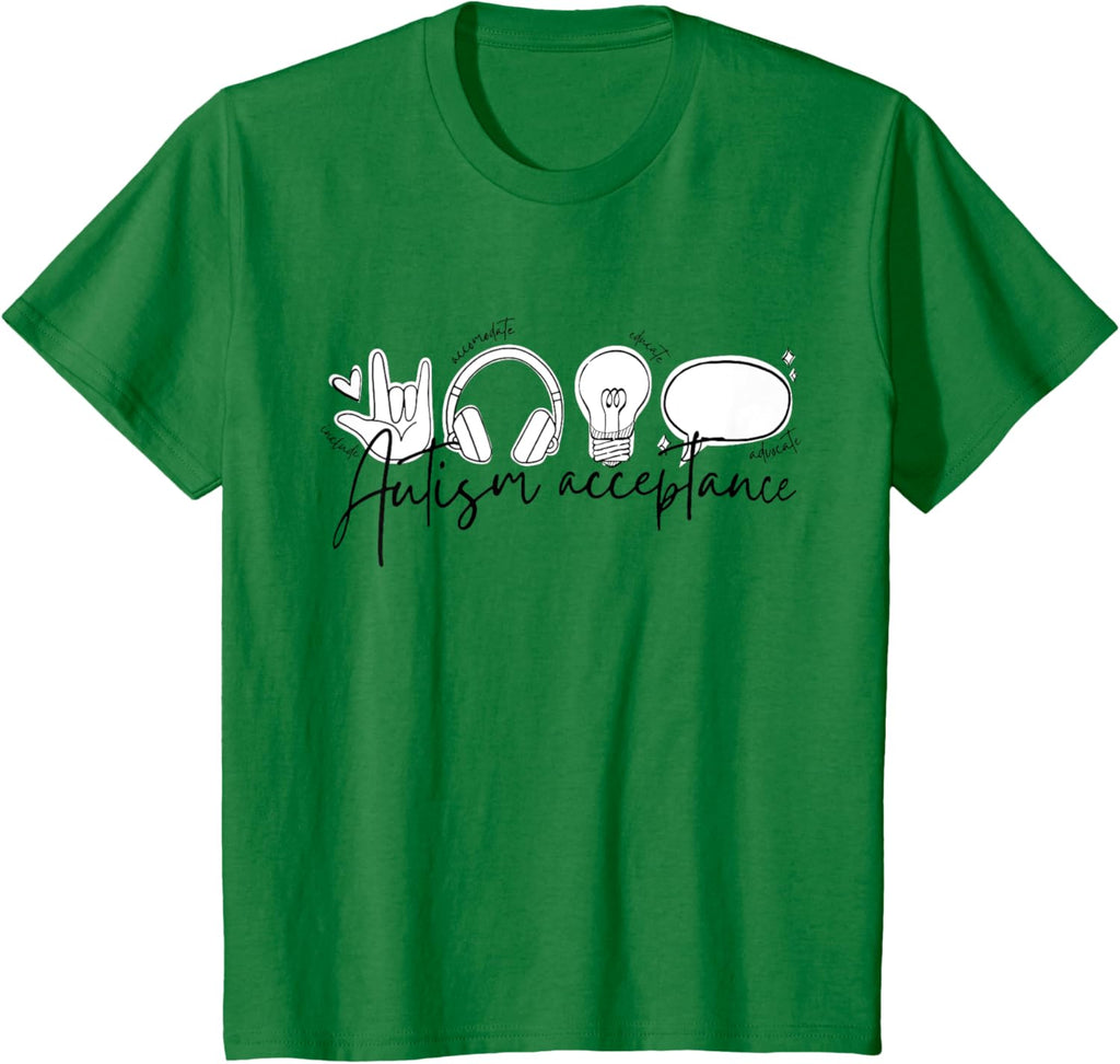 Autism Awareness Acceptance Shirt Support Mom Women Kid