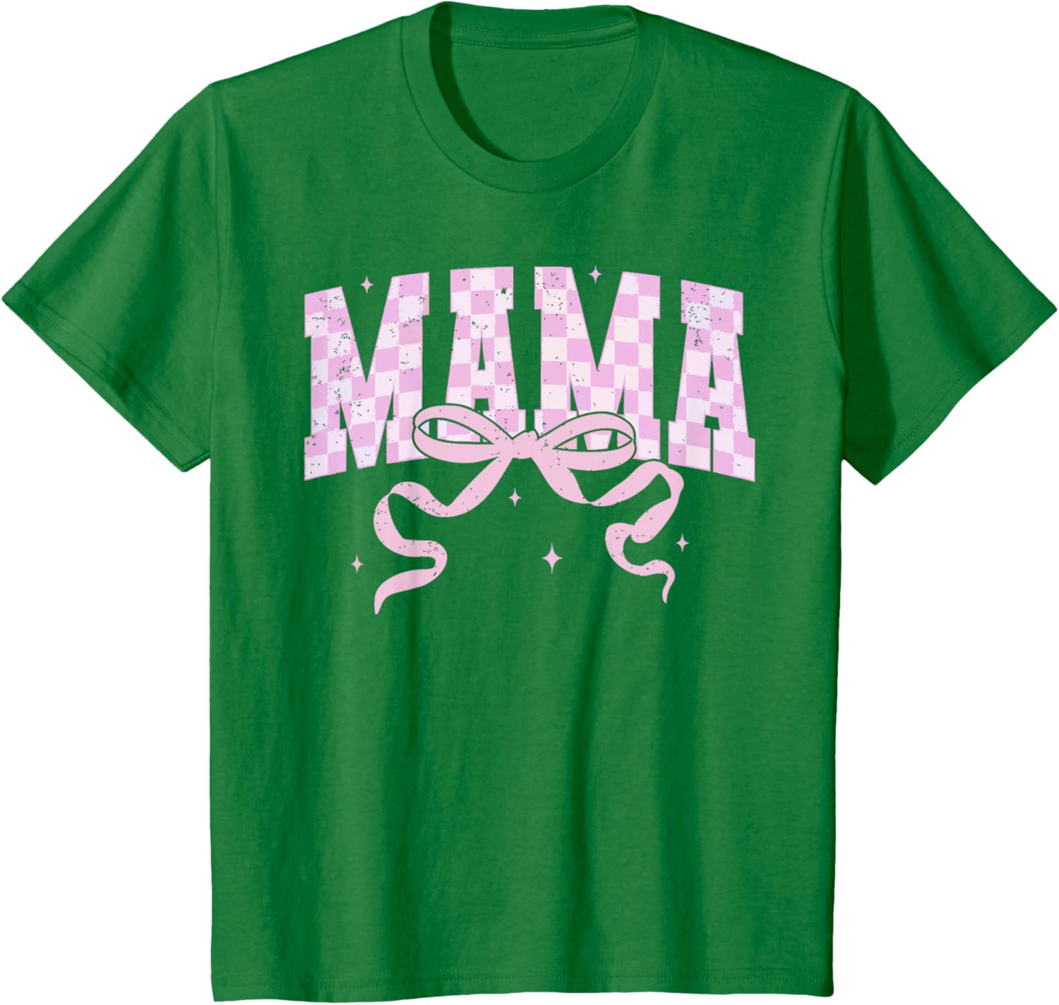Retro Checkered Mama Coquette Mother's Day Pink Bow
