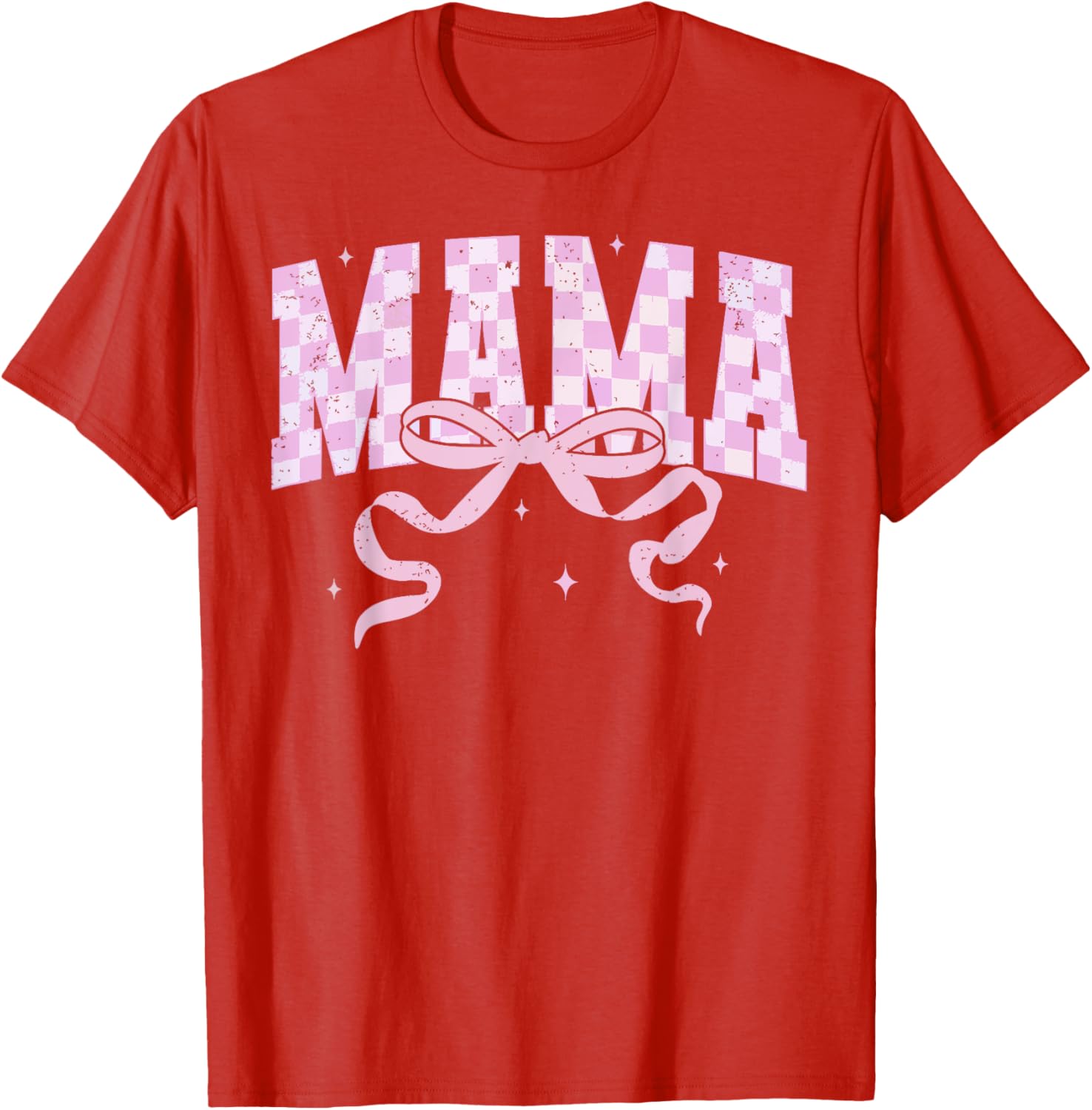 Retro Checkered Mama Coquette Mother's Day Pink Bow