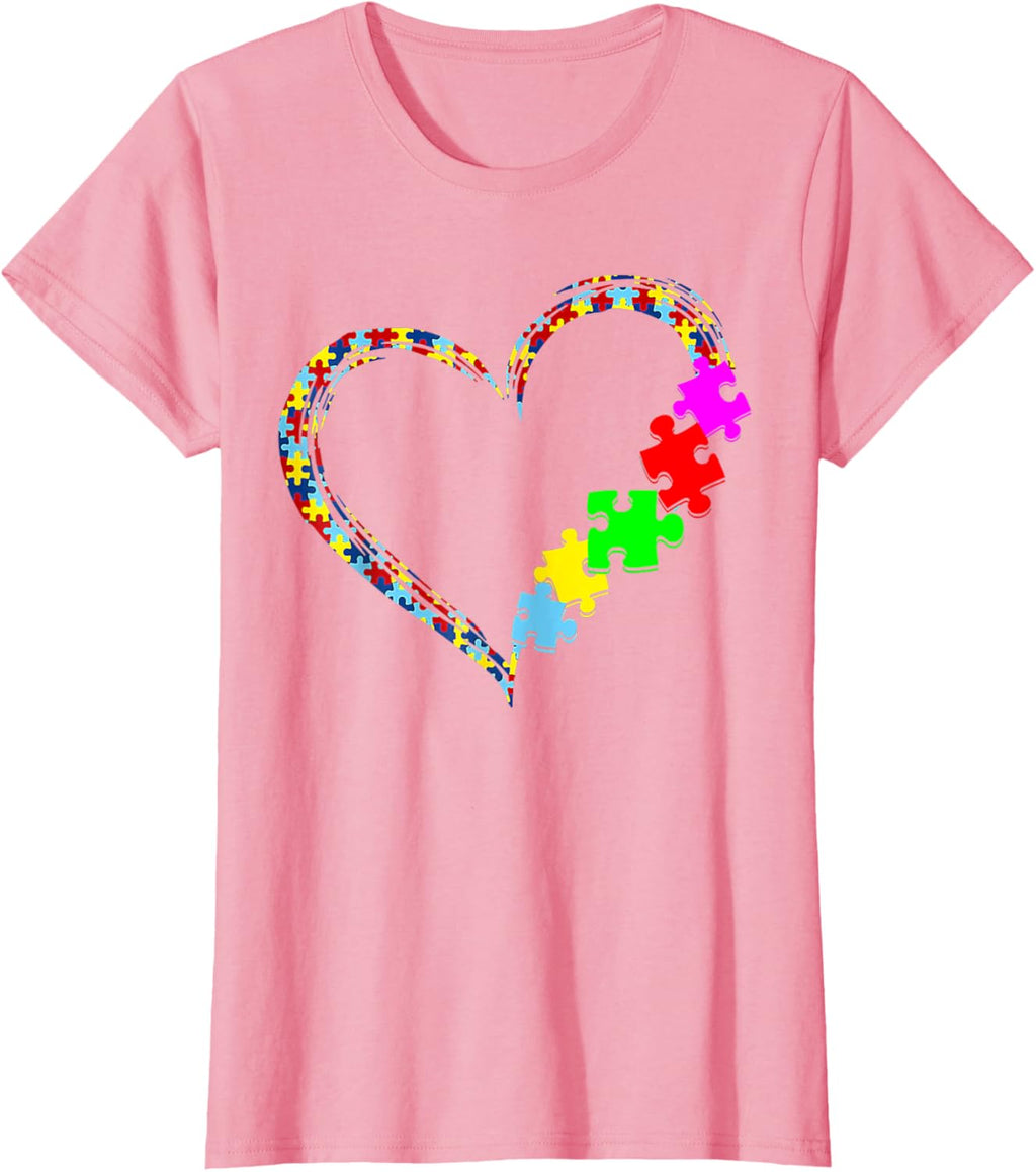 Autism Awareness Love Heart Puzzle Piece Gift Men Women
