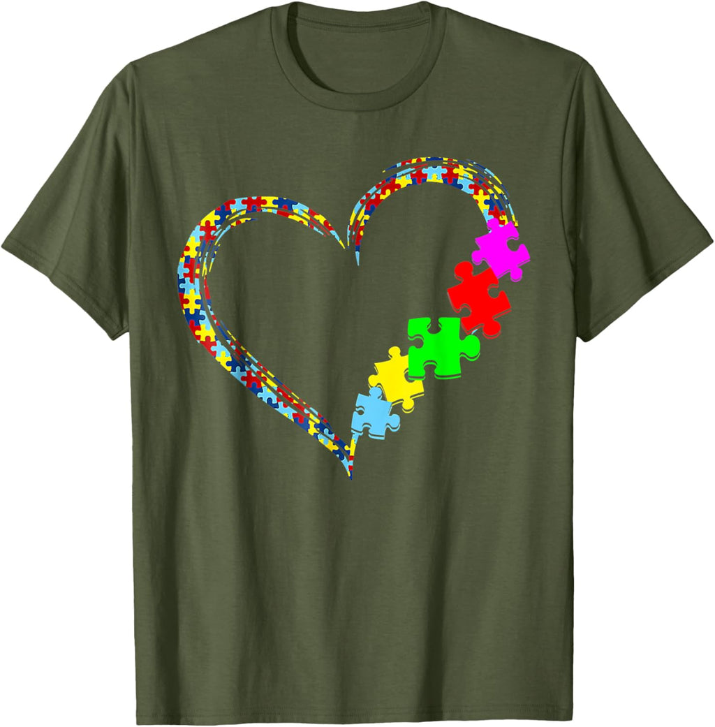 Autism Awareness Love Heart Puzzle Piece Gift Men Women