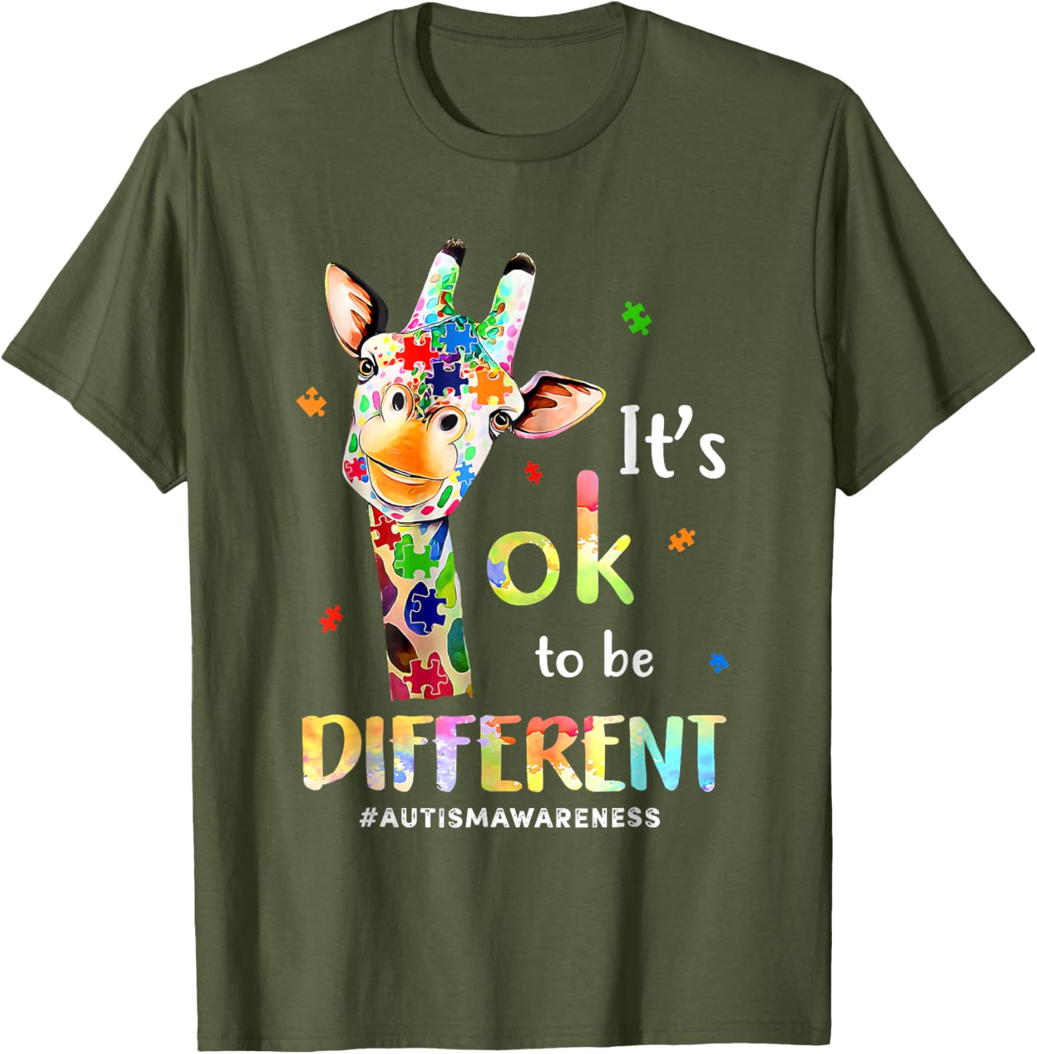 Autism Awareness Cute Giraffe Animal Its Ok To Be Different