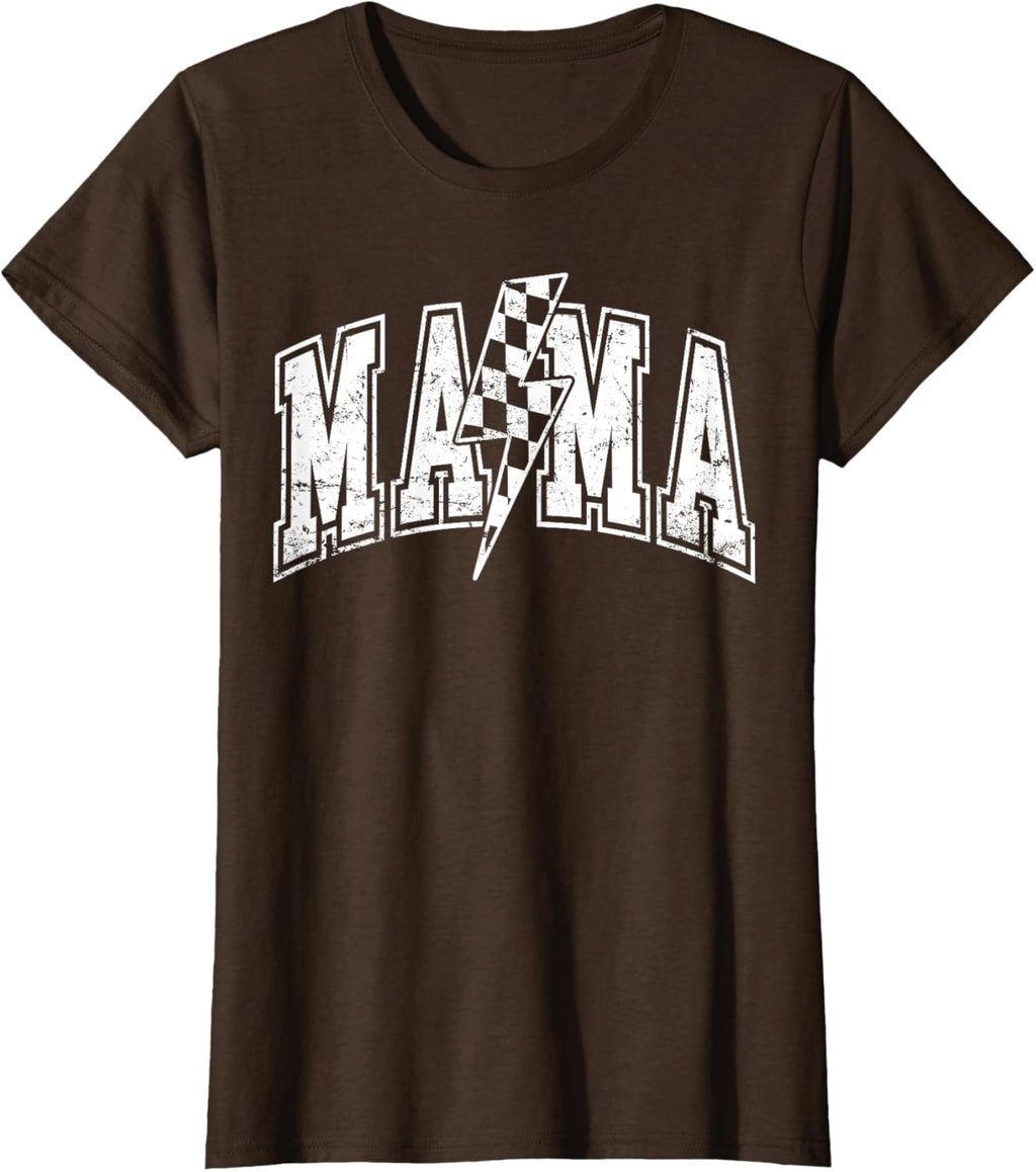 Mama Lightning Bolt Checkered Varsity Mom Women Mother's Day Mother Shirt