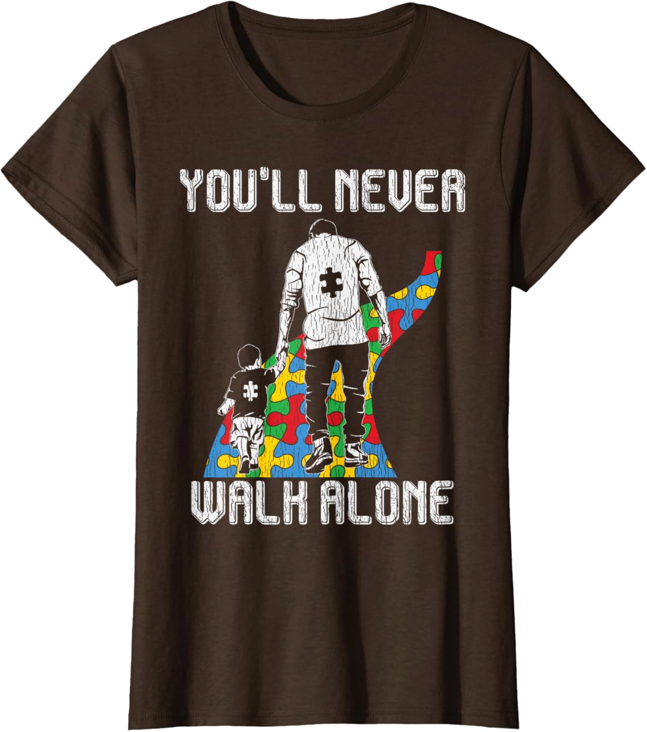 Vintage Father Son Family Autistic Kids Autism Awareness Dad