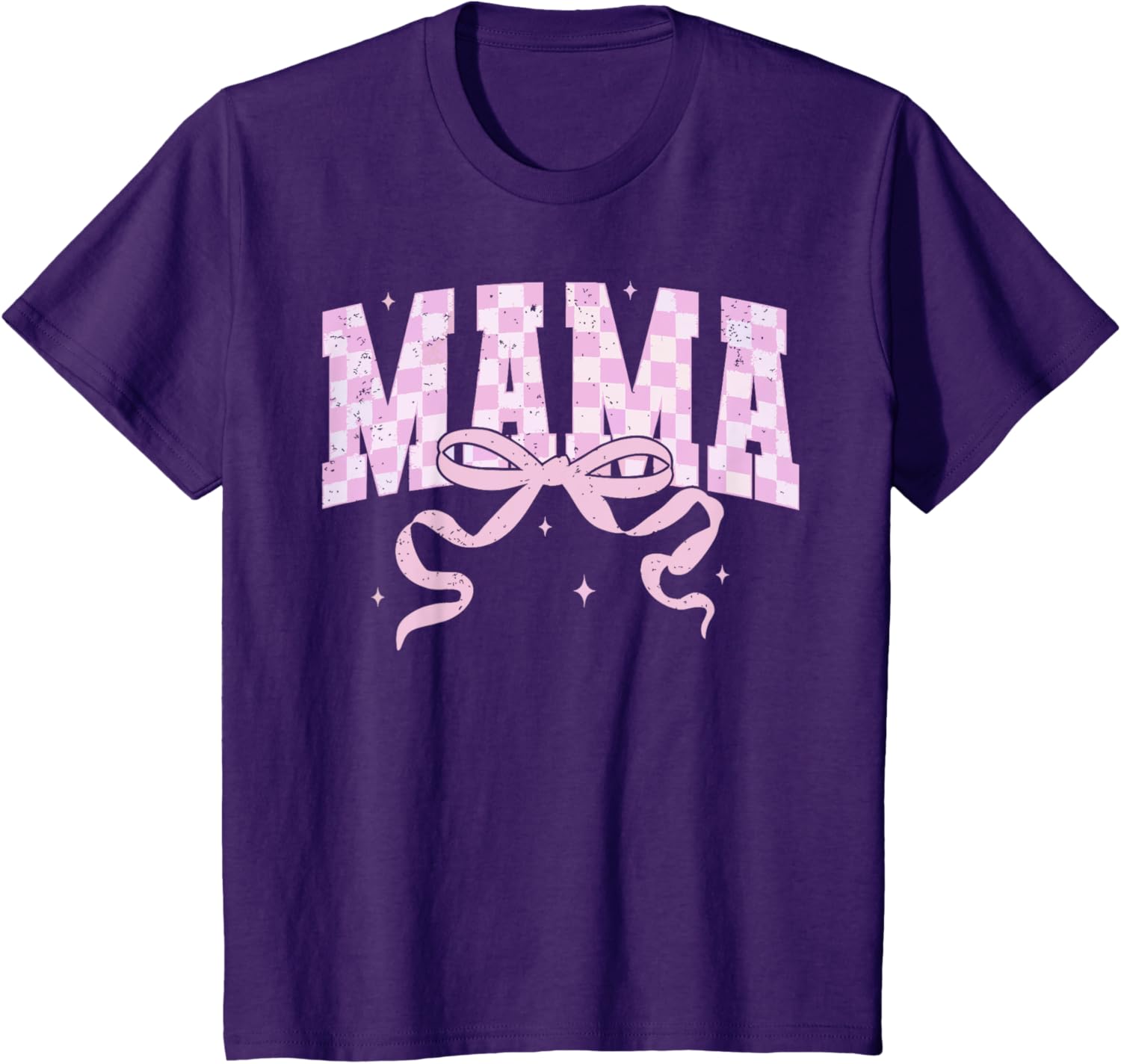 Retro Checkered Mama Coquette Mother's Day Pink Bow