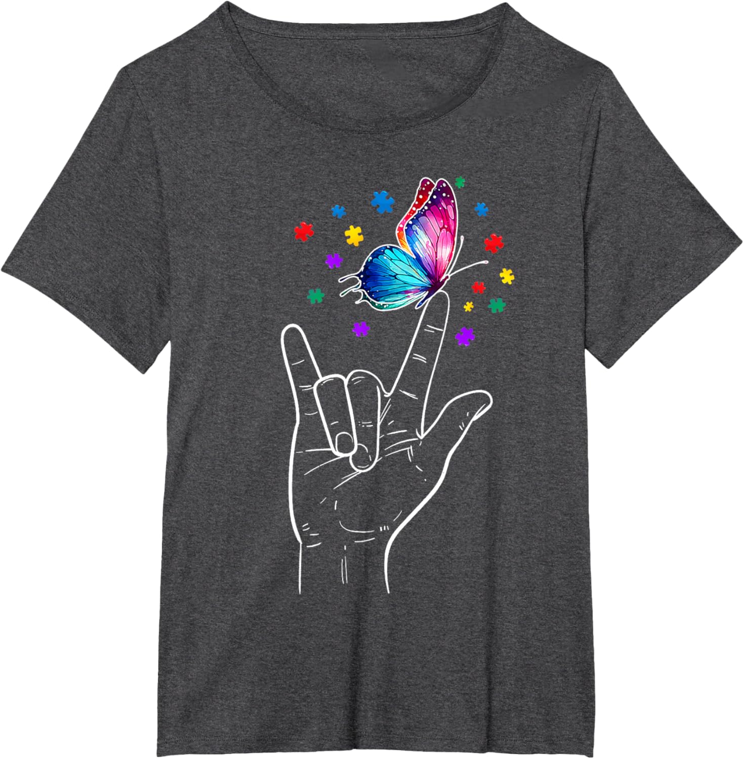 I Love You Hand Sign Language Butterfly Autism Awareness
