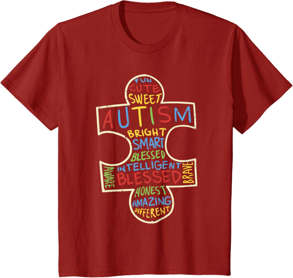Autism Awareness Shirt Puzzle Piece Words Autistic Gift