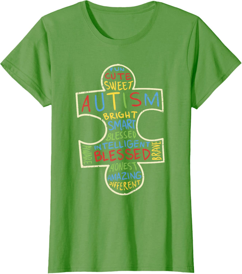 Autism Awareness Shirt Puzzle Piece Words Autistic Gift