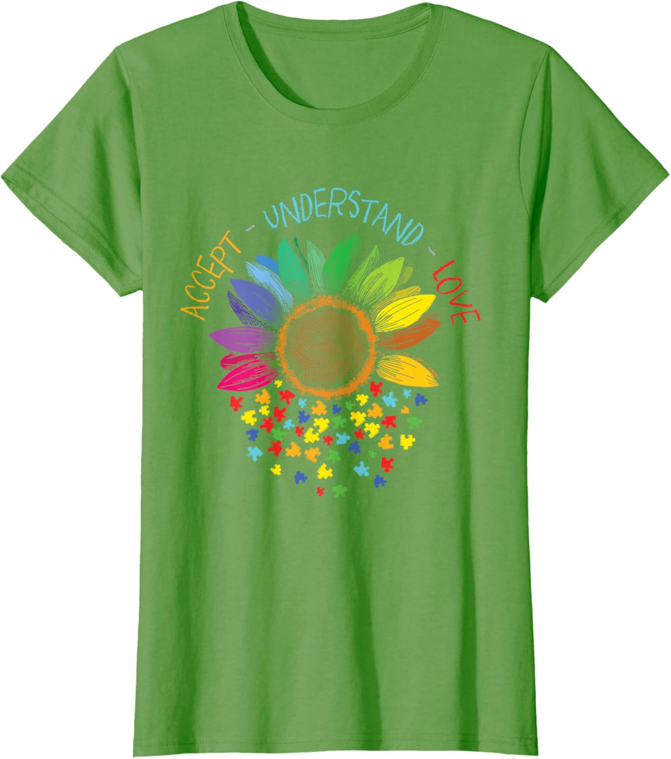 Autism Awareness Accept Understand Love ASD Rainbow Flower
