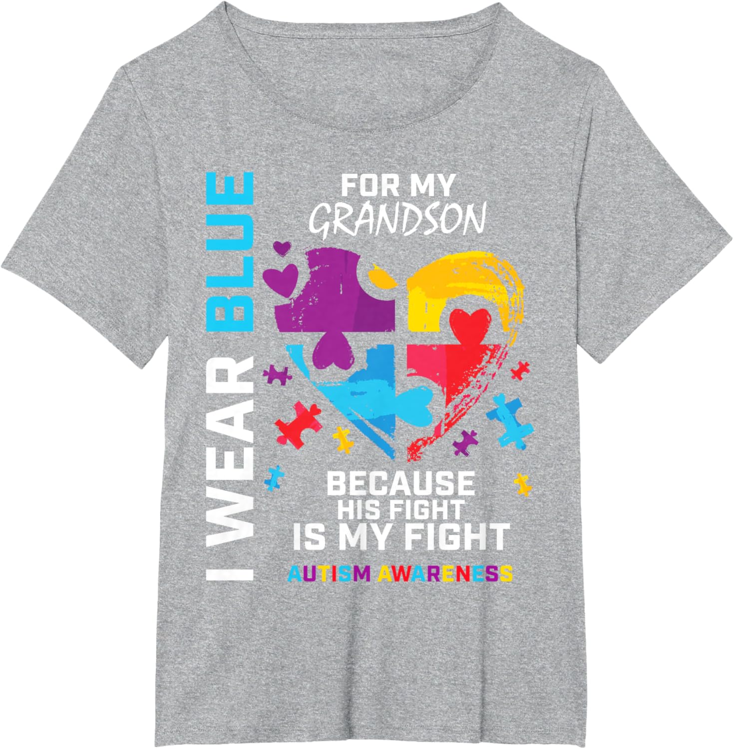 Grandma Grandpa I Wear Blue For My Grandson Autism Awareness