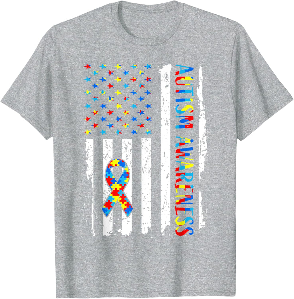 Autism Awareness Mom Dad USA flag Autistic Awareness Autism