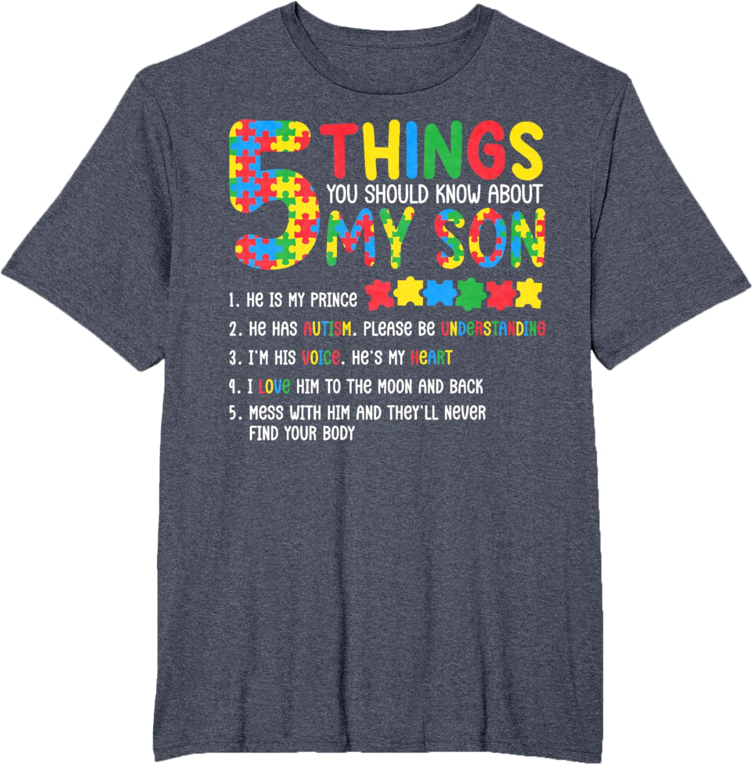 Autism Awareness Shirt 5 Things You Should Know About My Son