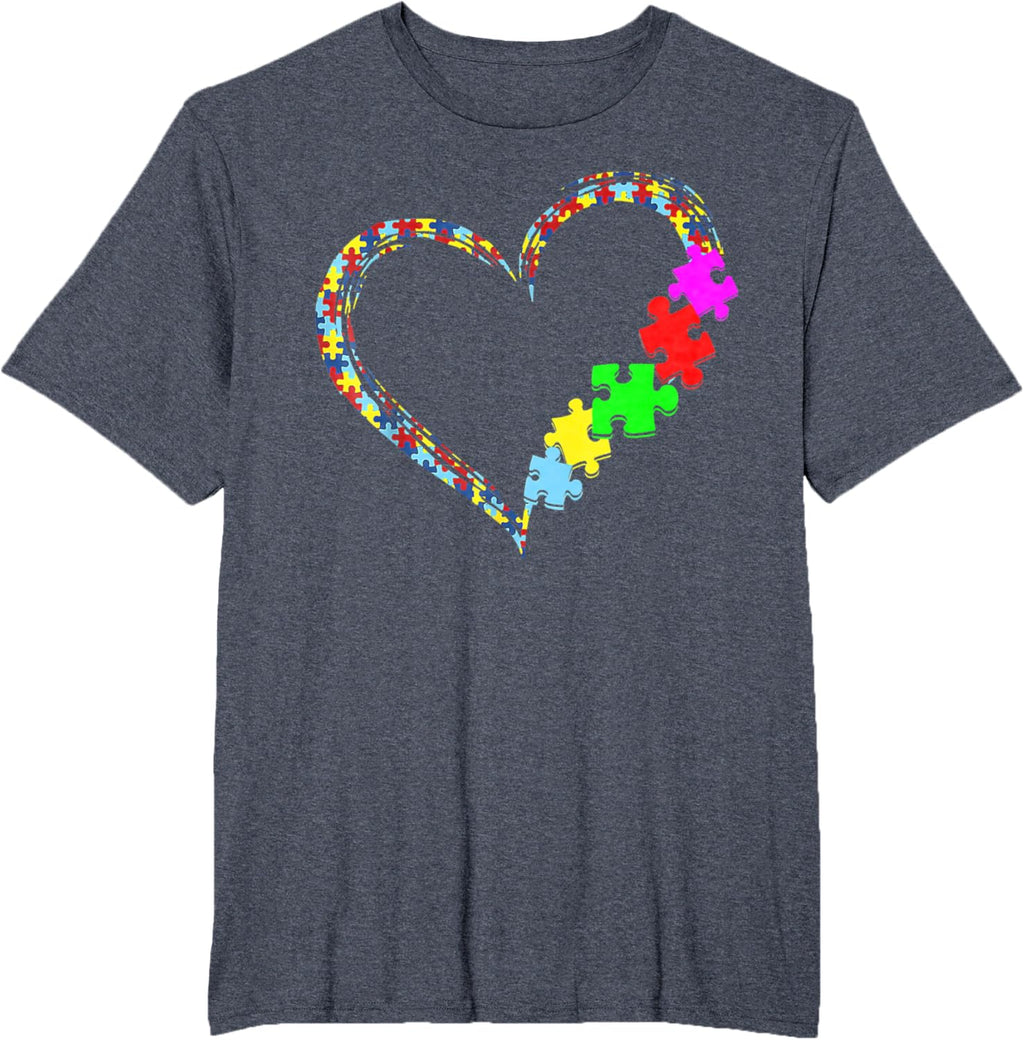 Autism Awareness Love Heart Puzzle Piece Gift Men Women