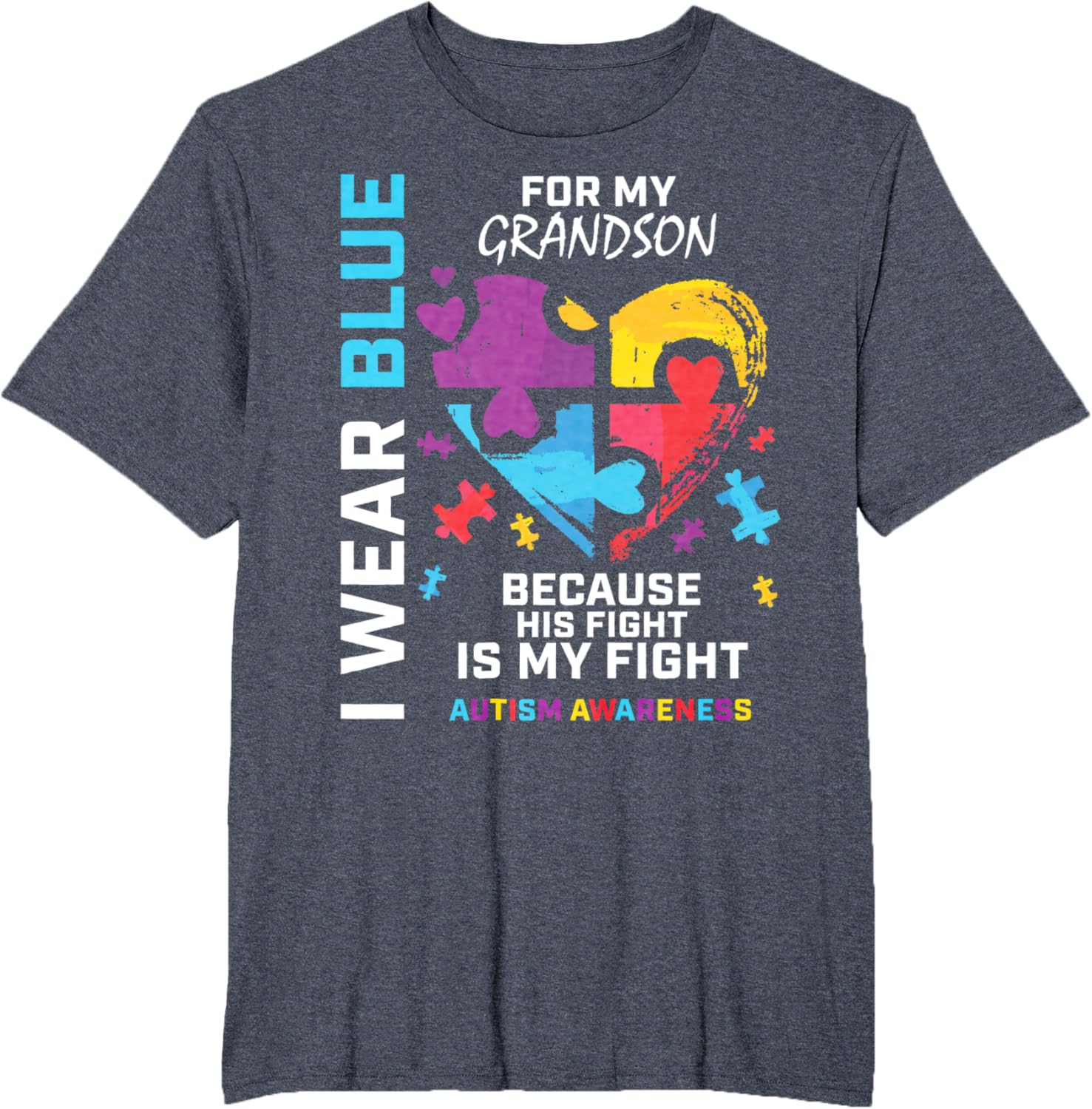 Grandma Grandpa I Wear Blue For My Grandson Autism Awareness